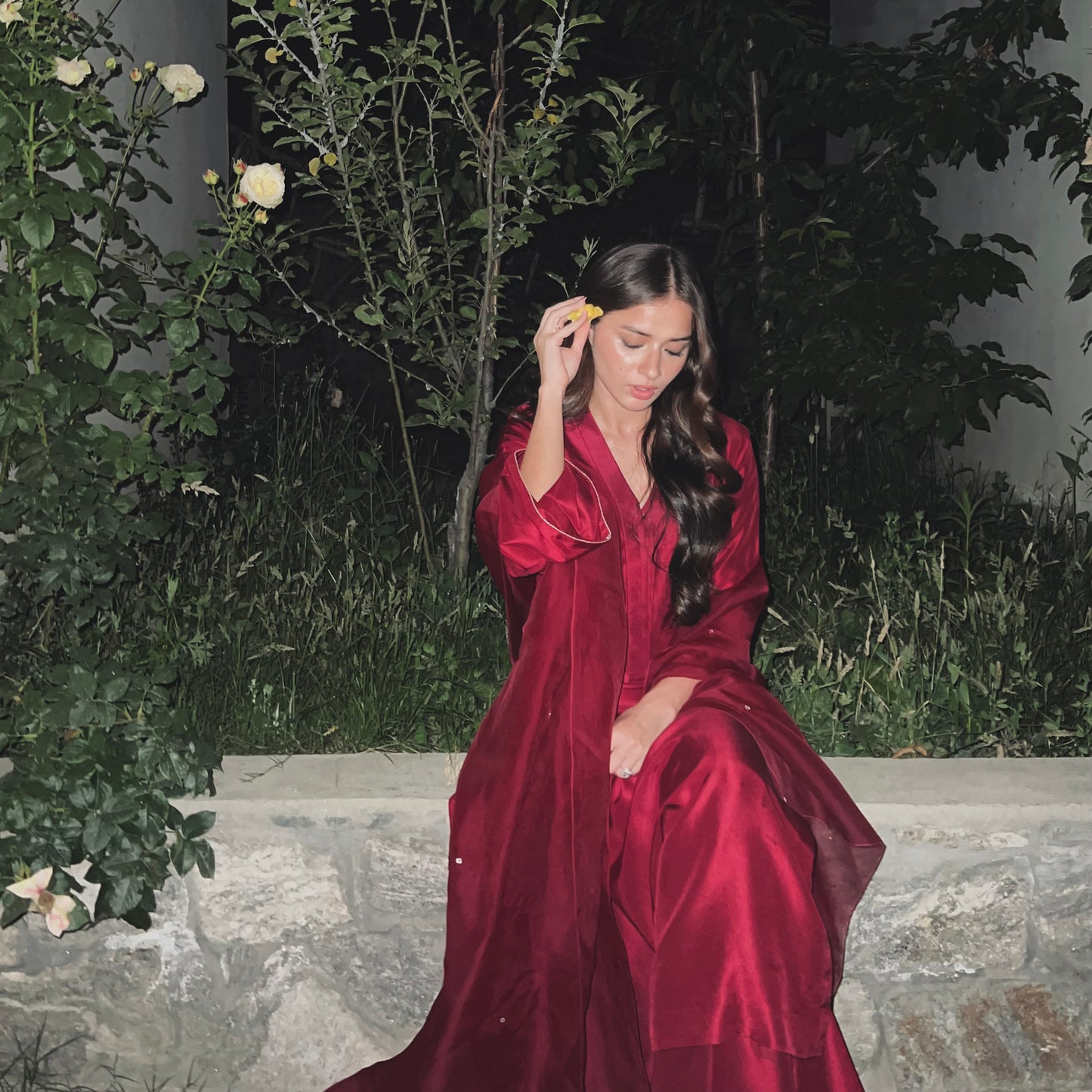 Aena Khan in raw silk magenta deliberate yet complete